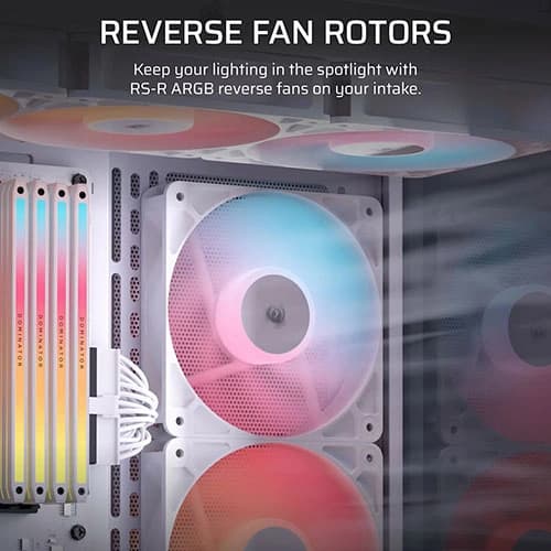 Corsair RS120-R ARGB 120mm White PWM Reverse Cabinet Fan (Triple Pack)